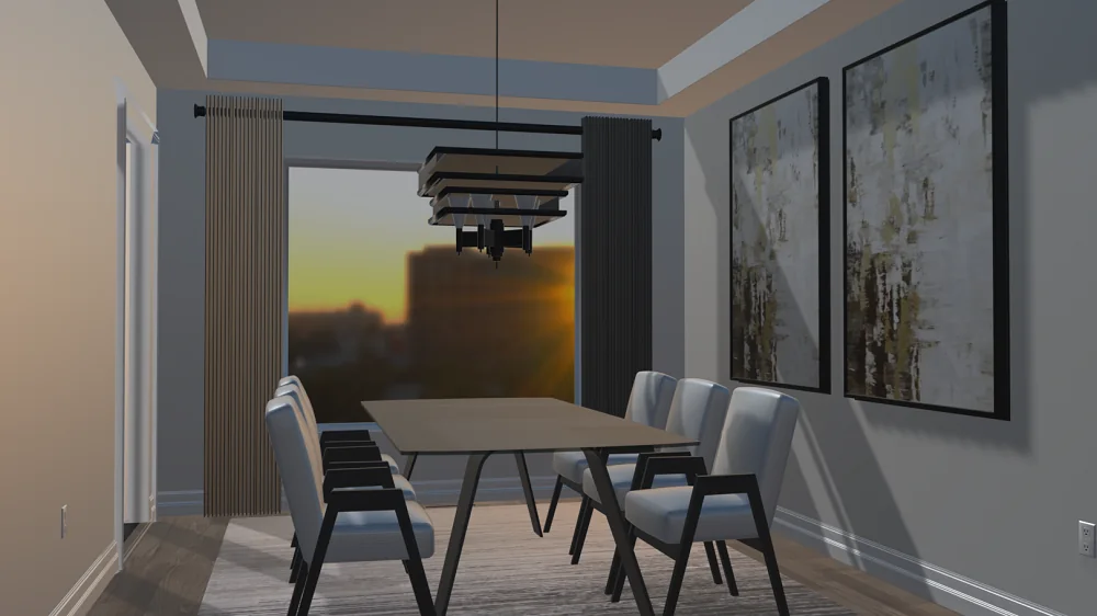 A dining-room design visualized in 3D
